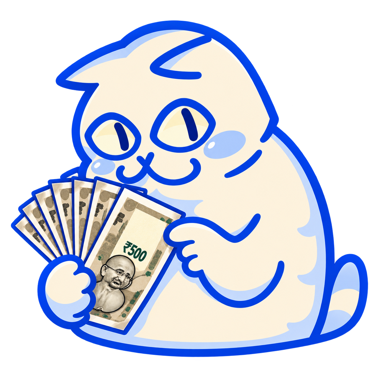 Cream Cat Counting ₹500 Notes